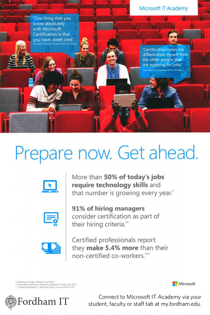 Microsoft IT Academy for Fordham students, faculty and staff