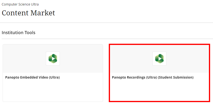 Panopto Student Upload button