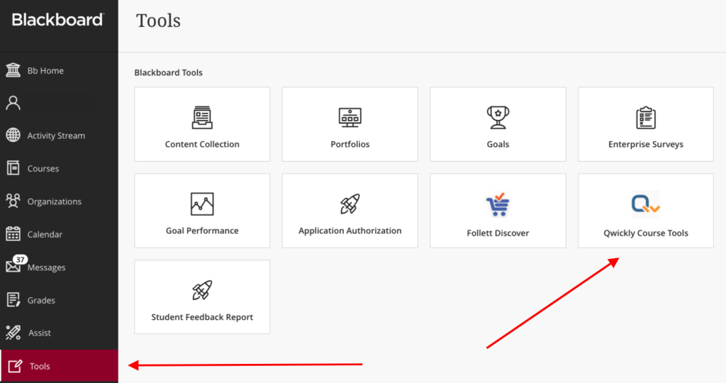 screenshot of accessing qwickly from base navigation