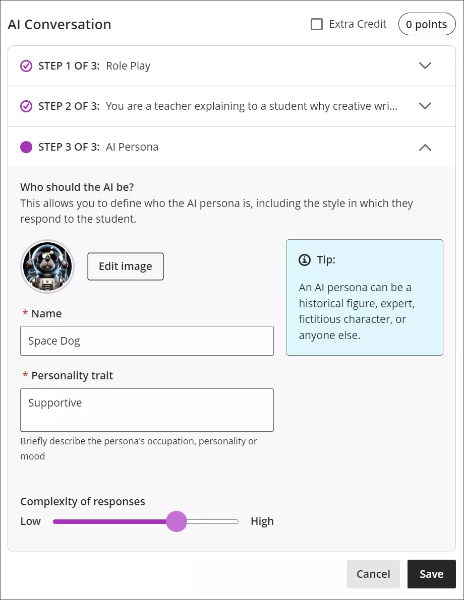 screenshot of ai conversation tool