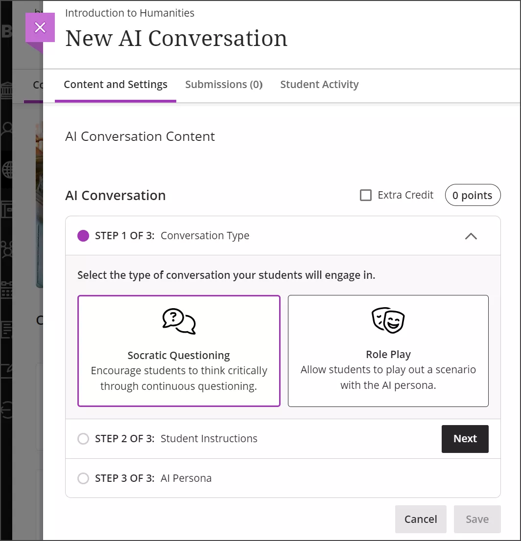 screenshot of ai conversation tool