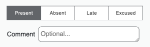 screenshot of how to mark attendance by selecting present, absent, late, or excused