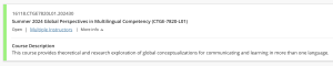The more info dropdown underneath the course card on the Blackboard homepage.