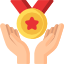 holding up a medal (benefits)