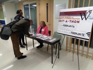 registration desk at edit-a-thon event