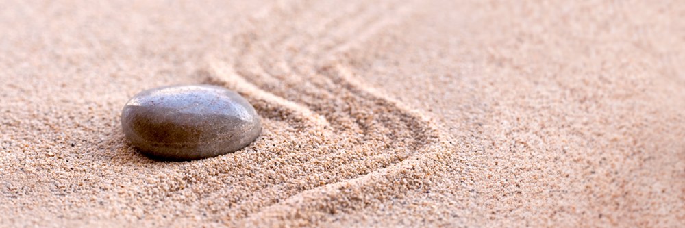 Zen stone and sand, panoramic zen still life