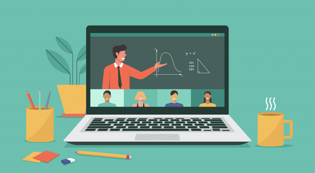 laptop computer showing online class