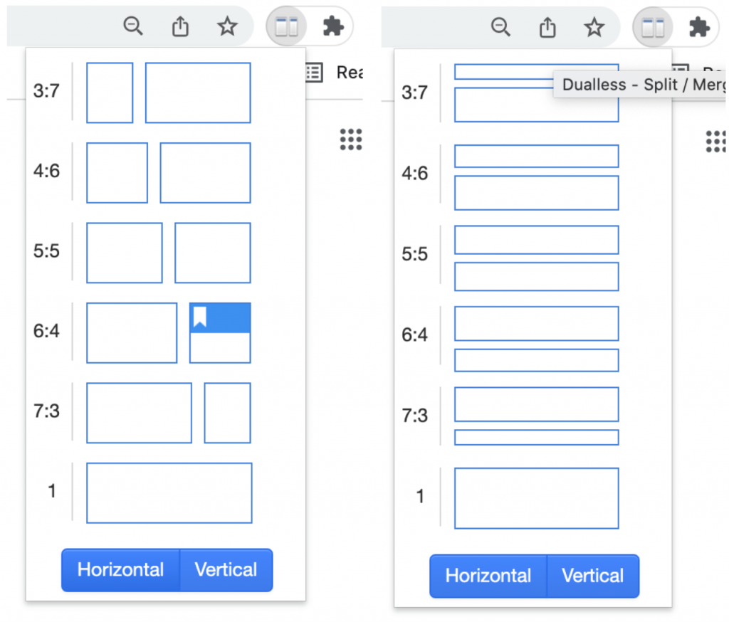 Dualless automatically resizes your Chrome window when you select your desired dimension.
