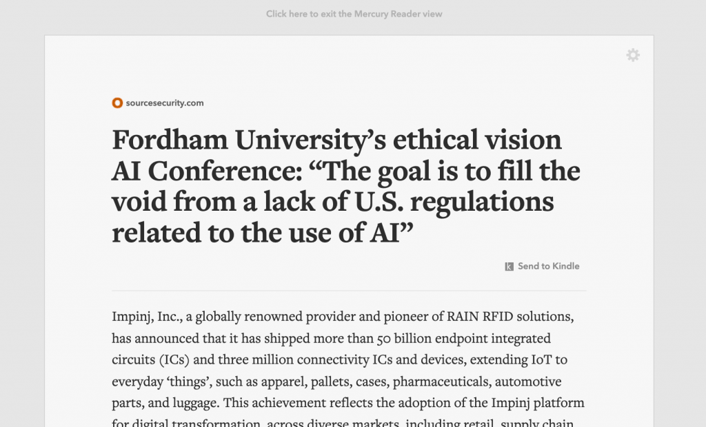 The Mercury Reader view only shows you the most relevant text on the webpage.