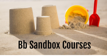 picture of sand, bucket, and shovel with the words bb sandbox course
